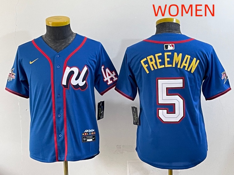 women 2025 Los Angeles Dodgers #5 Freeman Blue Nike 2025 MLB All Star Jersey style 001